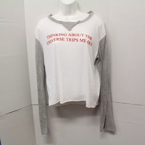 Wildfox  Long Sleeve sz xs white gray